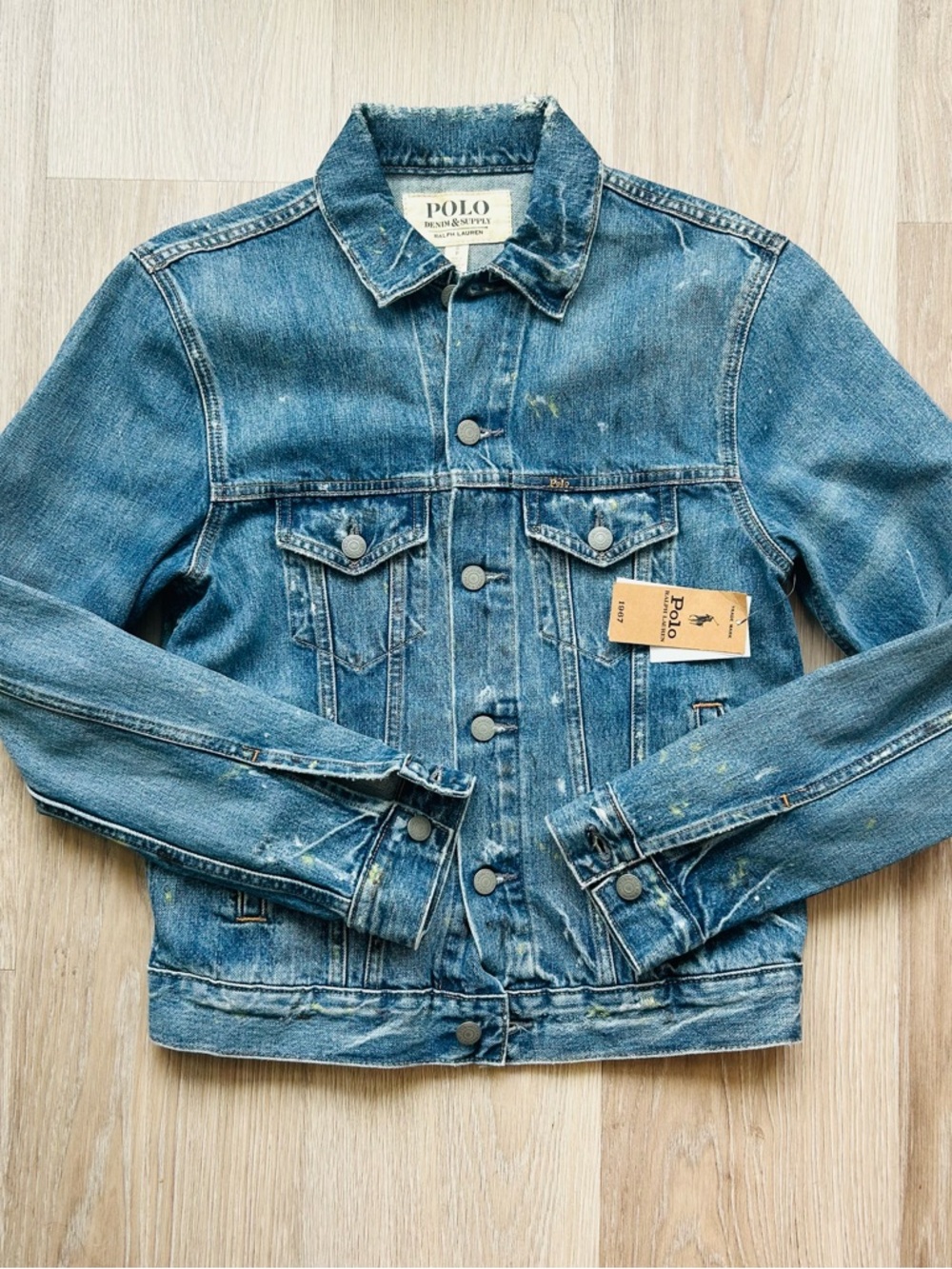 Polo Ralph Lauren Distressed Denim Jacket w/ Paint Splatter (NWT)